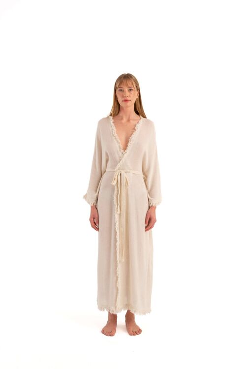 Crinkle Linen Kimono (3325) 63% Viscose, 23% Cotton, 14% Linen