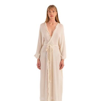 Kimono de lino arrugado (3325) 63% Viscosa, 23% Algodón, 14% Lino