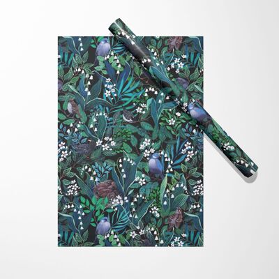 Geschenkpapier Set Vögel und Blumen