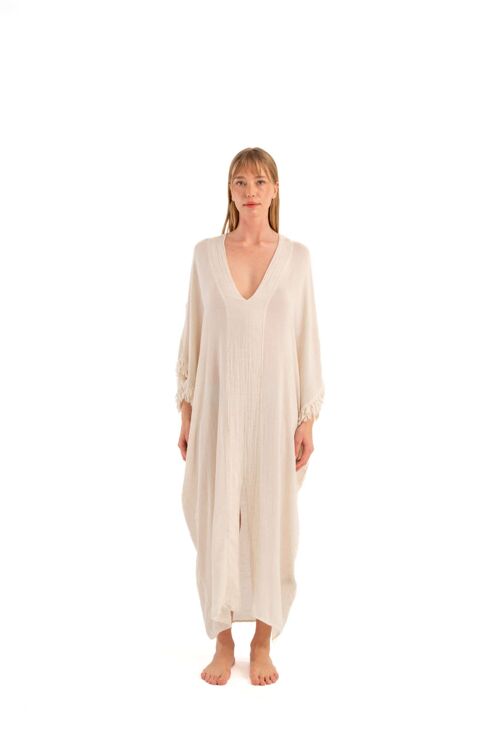 Crinkle Linen Kaftan (3324) 63% Viscose, 23% Cotton, 14% Linen