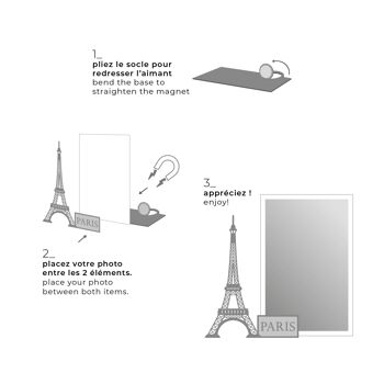 Porte-photo magnétique en métal - Paris - 4 couleurs au choix 7