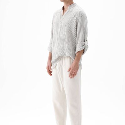 Men's Stripe Linen Shirt (3351) 69% Cotton, 27% Viscose, 4% Linen