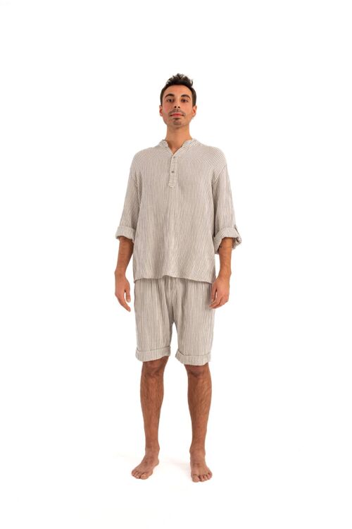 Men's Stripe Linen Shorts (3350) 69% Cotton, 27% Viscose, 4% Linen