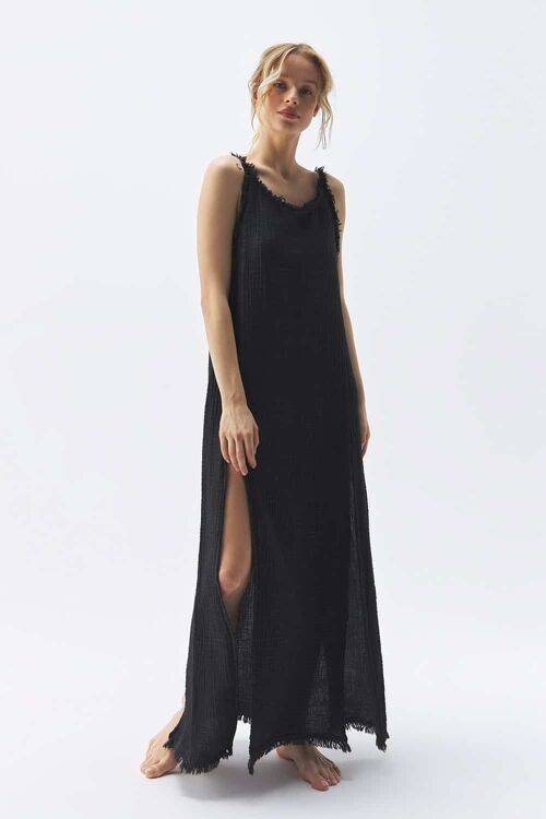 Black Slit Dress (3127) 100% cotton