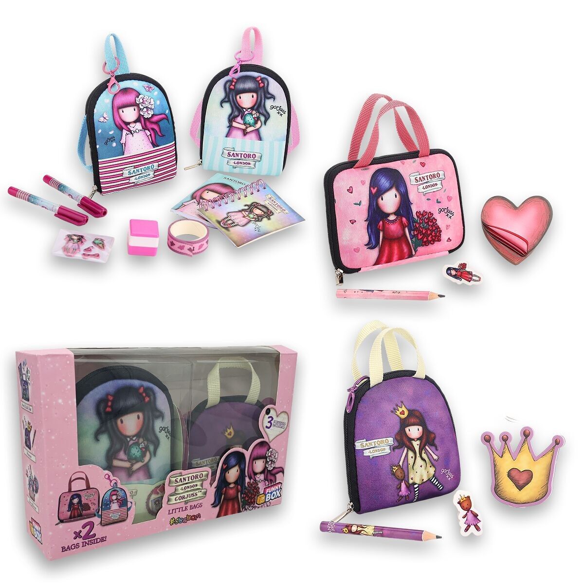 SANTORO GORJUSS KLEINE TASCHE – LUSTIGE BOX MIT 2 VERSCHIEDENEN THEMEN