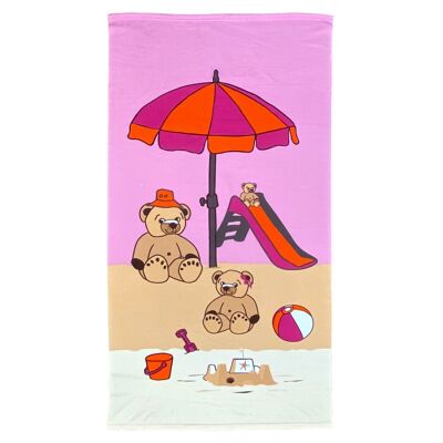 Microfiber beach towel 100% polyester Teddy bear 70x140cm 250g/m²