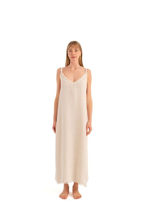 Crinkle Strappy Dress (3308) 61% Cotton 30% Lyocell 9% Linen