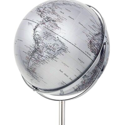 APOLLO Globus, 43 cm Durchmesser und Standfuß, silberfarben