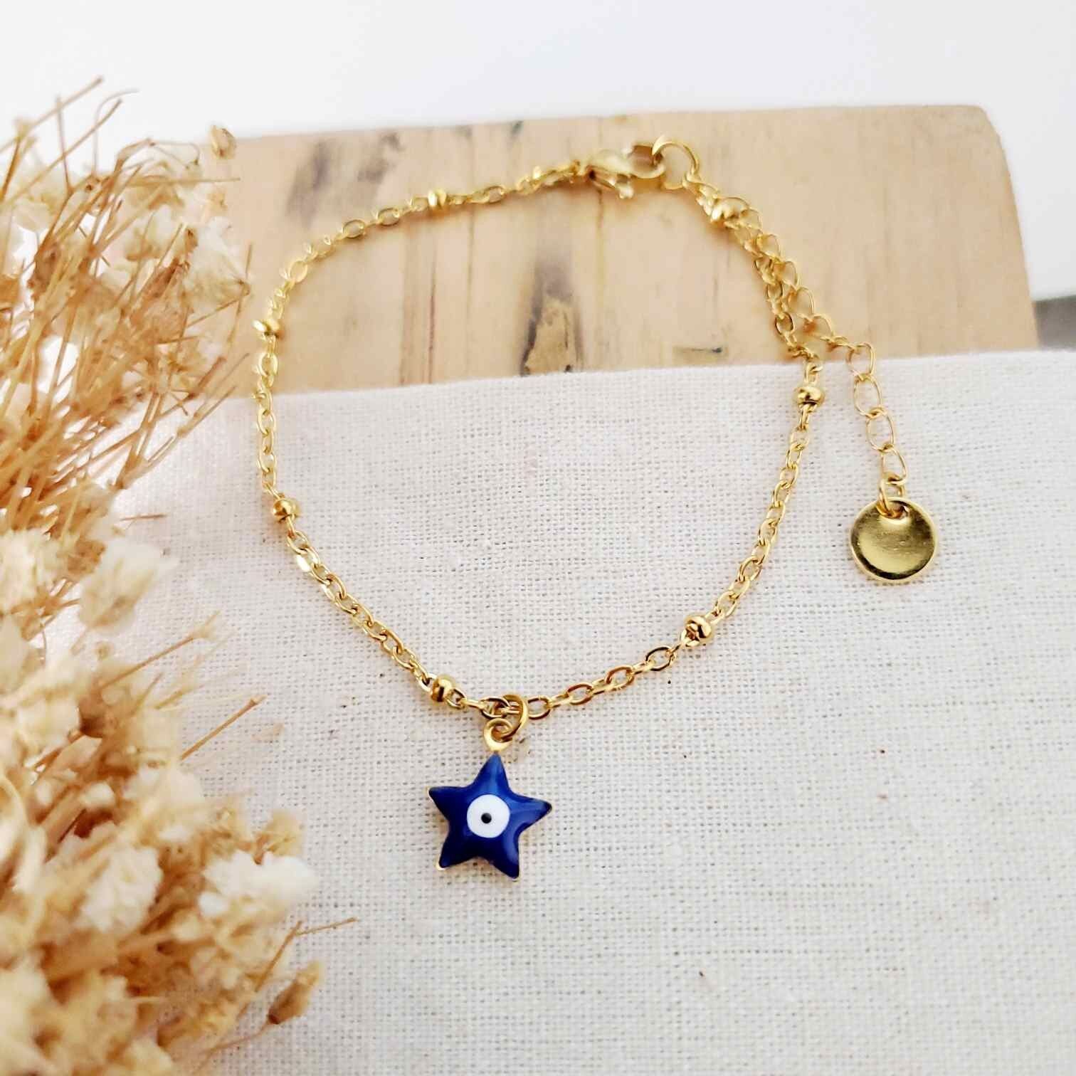 Armband aus Edelstahl mit griechischem Augenstern