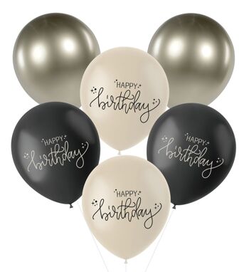 Ballons Latex - Crème Noir - 33 cm - 6 pièces 1