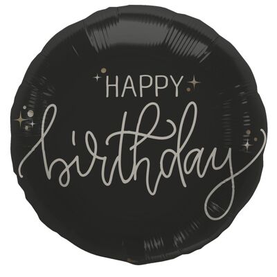 Ballon aluminium - "Joyeux anniversaire" - Crème Noir - 45 cm