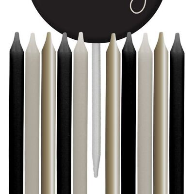 Candles Set - Crème Noir - 9.5cm - 11 pieces