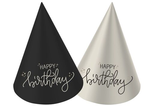 Mini Party Hats - Crème Noir - 10 cm - 6 pieces