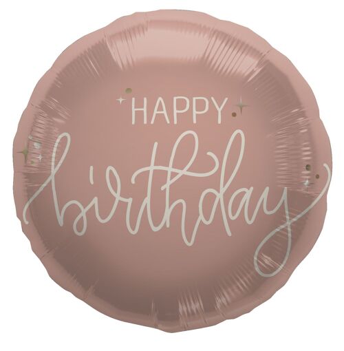 Foil Balloon - "Happy Birthday" - Cream Rose - 45 cm