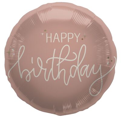Folienballon - „Happy Birthday“ – Creme Rose – 45 cm