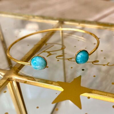 Pulsera de acero dorado decorada con cabujones en perlas naturales, a elegir según stock, ajustable, joyería para mujer, adolescente