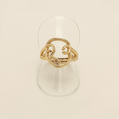 Golden abstract face ring