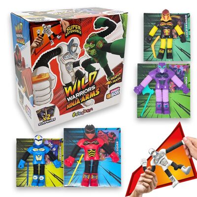 Wild Warriors Ninja Arms Super Extensible 25 cm : Funny Box avec 2 personnages différents