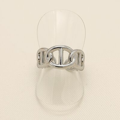 Silver anchor link ring