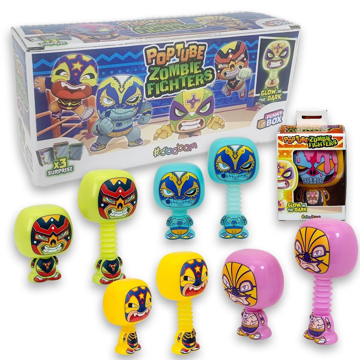 POPTUBE ZOMBIE FIGHTERS - FUNNY BOX 3 PEZZI CON PERSONAGGI DIFFERENTI.