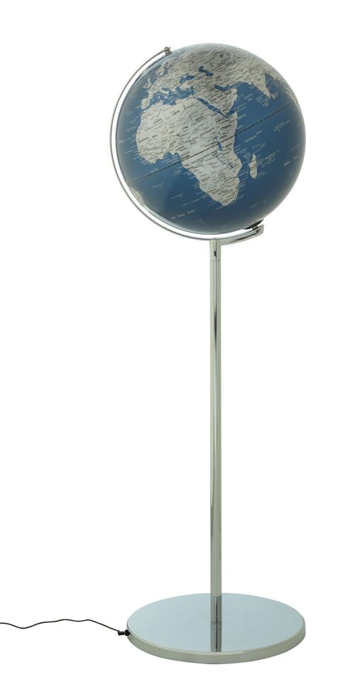 SOJUS LIGHT Globus, 43 cm Durchmesser und Standfuß, metallic-blau, silberfarben