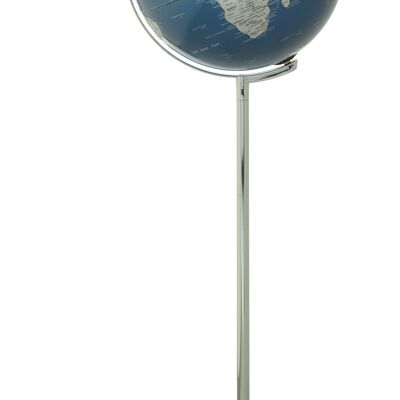 SOJUS LIGHT Globus, 43 cm Durchmesser und Standfuß, metallic-blau, silberfarben