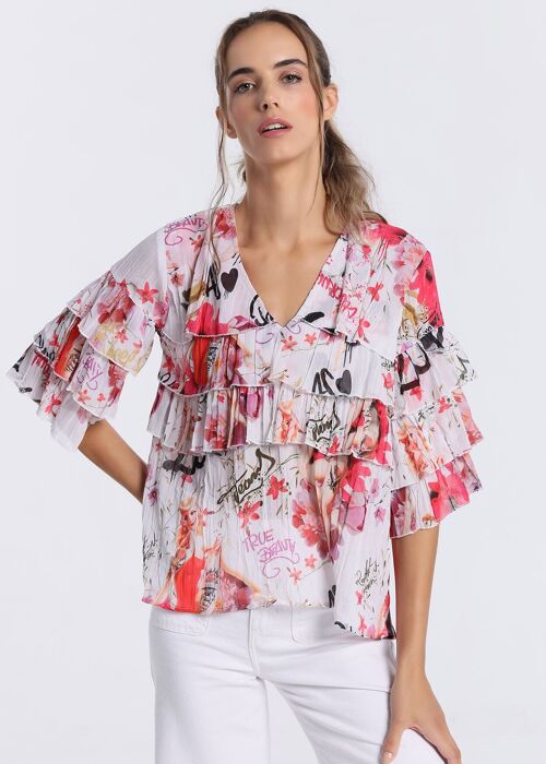 LOIS JEANS - Printed blouse with ruffles |133008
