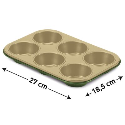 6 Muffins Tray Natural Non-Stick Coating Made In Italy