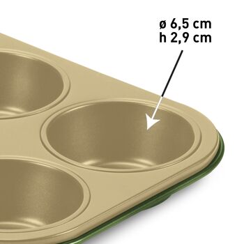 Plateau 6 Muffins Revêtement Antiadhésif Naturel Fabriqué en Italie 2