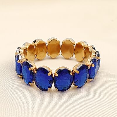 Bracciale elastico oro con strass verdi