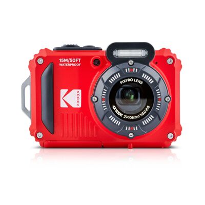 Kompakte 16-MP-Digitalkamera, wasserdicht bis zu einer Tiefe von 15, stoßfest, 720p-Video, 2,7-LCD-Bildschirm – Li-ION-Akku – Rot