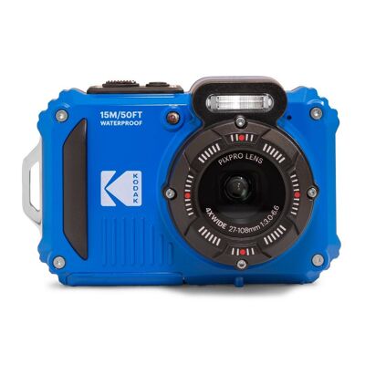 KODAK Pixpro WPZ2 - Cámara Digital Compacta de 16MPíxeles, Resistente al Agua hasta una Profundidad de 15, Antigolpes, Video 720p, Pantalla LCD de 2.7 - Batería Li-ION - Azul
