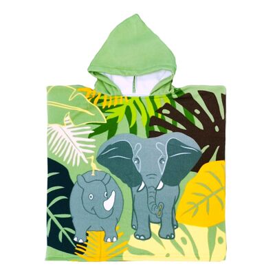 Poncho de plage enfant microfibre 100% polyester Elephant 60x120cm 250g/m²