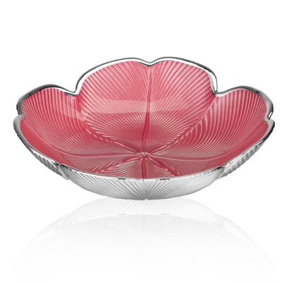 Colored and Silver Glass Bowl Ø 16 cm "Quadrifoglio Flame" Line