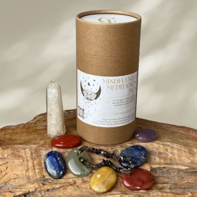 Achtsamkeits-Meditationsbox mit Chakra-Steinen
