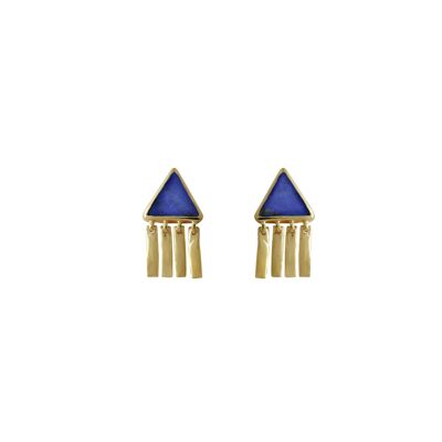 Boucles d'oreille Cheveyo - Plaqué or - Lapis lazuli