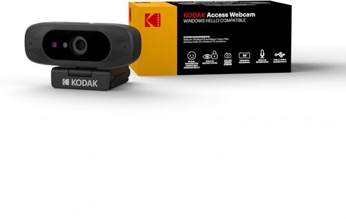 KODAK Webcam Access | Caméra de vidéoconférence HD Professionnelle 1080p | Reconnaissance faciale Compatible avec Windows Hello et Couvercle d'objectif de confidentialité intégré | Solution Plug