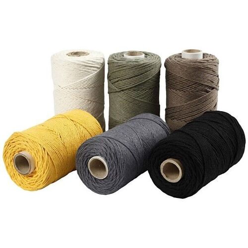 Cordes pour macramé 2 mm - 198 m - Assortiments de couleurs - 6 pcs