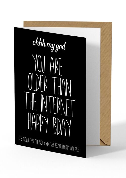 Greeting card You are older than the internet black