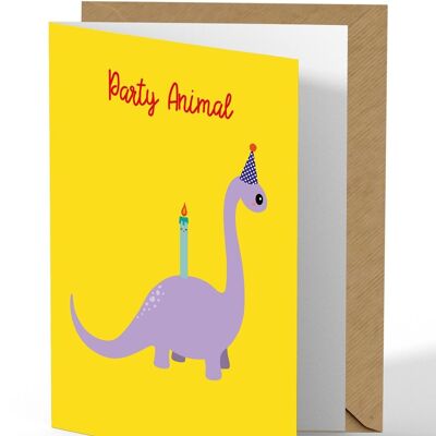 Tarjeta de felicitación Dinosaurio fiesta de cumpleaños animal
