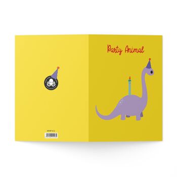 Carte de voeux Dinosaure anniversaire fêtard animal 2