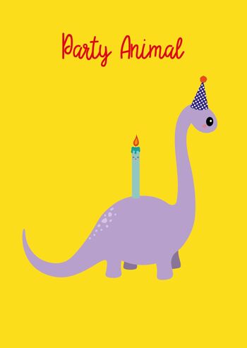 Carte de voeux Dinosaure anniversaire fêtard animal 3
