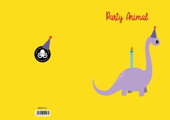 Carte de voeux Dinosaure anniversaire fêtard animal 4