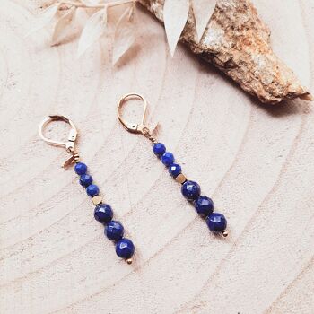 Boucles d'oreilles GALAXIE Lapis Lazuli bleu 3