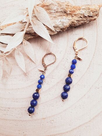 Boucles d'oreilles GALAXIE Lapis Lazuli bleu 4