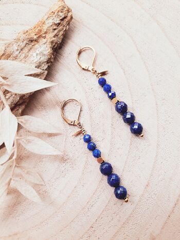 Boucles d'oreilles GALAXIE Lapis Lazuli bleu 5