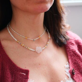 Collier fleur quartz rose - CAMELIA 7