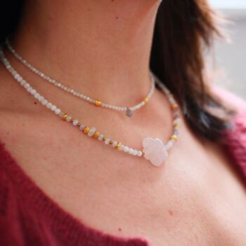 Collier fleur quartz rose - CAMELIA 8