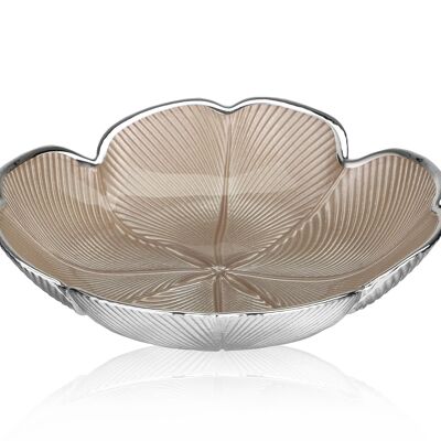 Colored and Silver Glass Bowl Ø 30 cm "Quadrifoglio Nude" Line