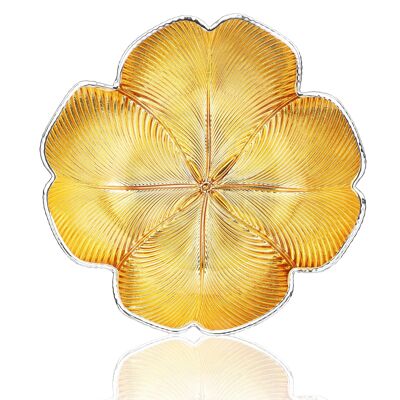 Cuenco de vidrio coloreado y plateado Ø 30 cm Línea "Quadrifoglio Oro"